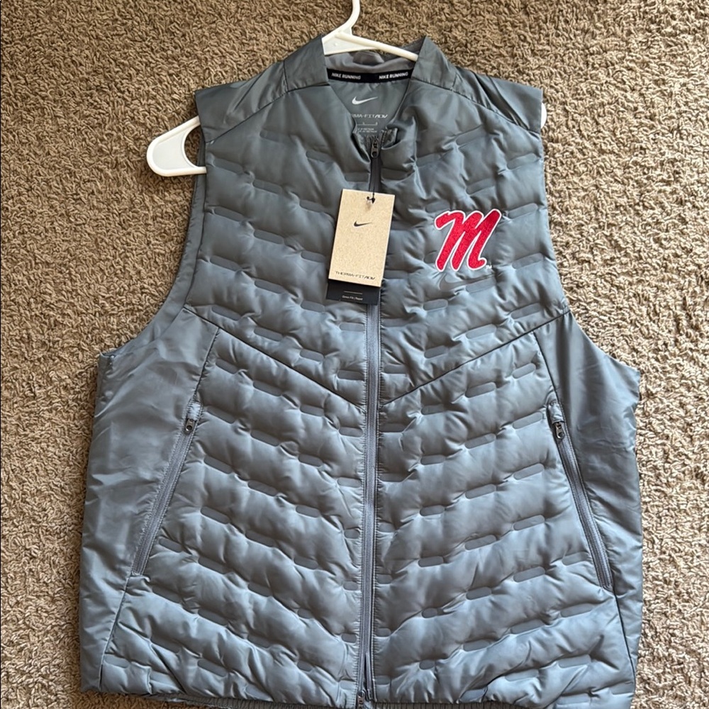 Nike Gray Puffer Vest with Ole Miss Logo